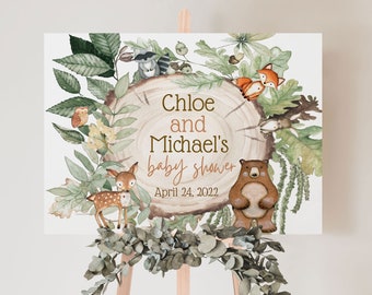 EDITABLE Woodland Animals Welcome Sign | Baby Shower