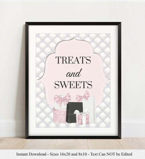 DIGITAL FILE Sweets and Treats Candy Bar Sign, Baby Shower, Fashion Baby Shower, Baby Shower Decor PP22 Il_570xn