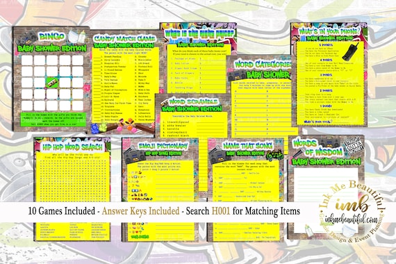 DIGITAL FILE Hip Hop Baby Shower Games, Hip Hop Baby Shower, 5x7,, Throwback 80s 90s House Party, 80s baby, 90s baby, HH01 Il_570xn