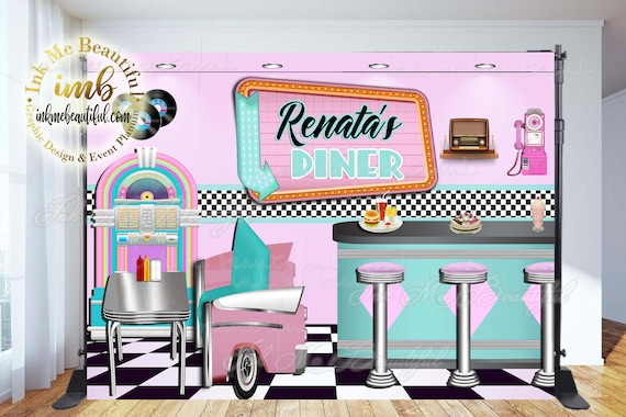 DIGITAL FILE 50\'s Diner Backdrop Retro Diner Backdrop - Etsy Israel