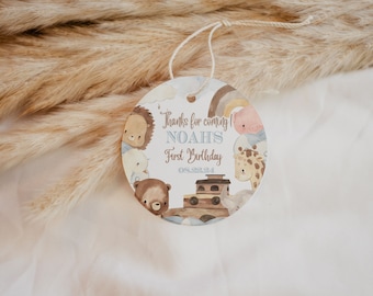 Noah's Ark Circle Favor Tag | 2 inches | Noah's Ark Theme | Baby Shower | Kids Birthday Party | Baptism | First Birthday | Biblical | NA22