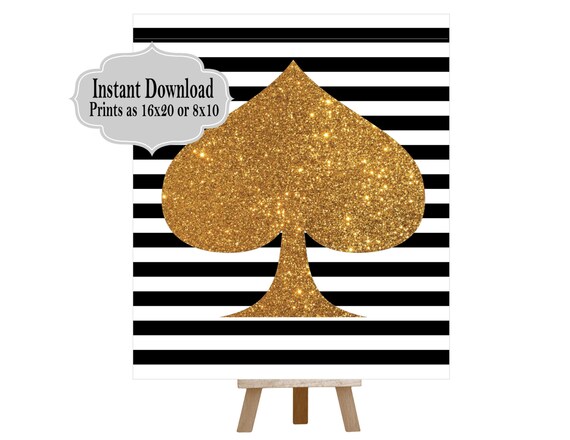 PRINTABLE Spade Wall Art, Rustic Wedding Printable, Black and White Striped Bridal Shower, Spades Shower KS001 Il_570xn