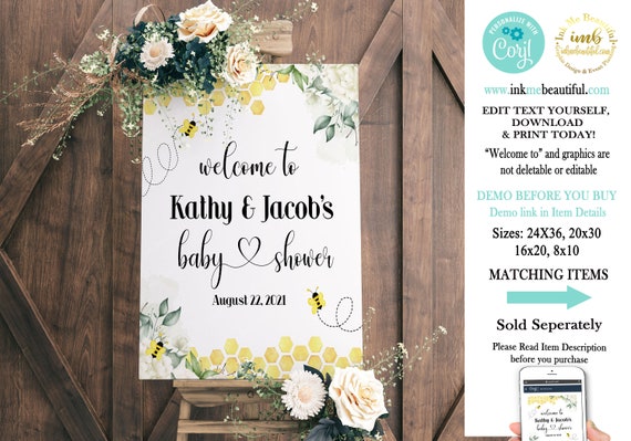 DIGITAL FILE | Bee Baby Shower Welcome Sign | Bumble Bee Theme | Bridal Shower | Baby Shower | Birthday Party | Decor | BB21 Il_570xn
