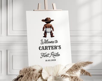 EDITABLE First Rodeo Birthday Welcome Sign Cowboy Party Wild West Western My First Rodeo 1st Birthday Cowboy Invite Digital Template WR3