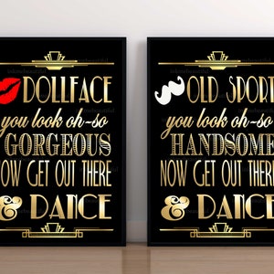 PRINTABLE Bathroom Sign,Gatsby party decoration, Roaring 20s Art deco,Wedding Sign, Wedding Decor, Dollfaces, Old Sport