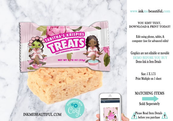 EDITABLE | Spa Party Snack Label |Spa Birthday Party | Pamper Party | Sleep Over Party | SP-067 Il_570xn