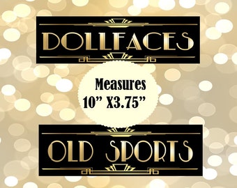 Gatsby Art Deco Bathroom Sign, Roaring 20s Wedding Decor (Printable)