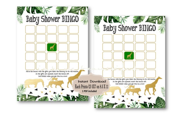 Digital File Baby Shower Bingo Baby Shower Games Safari Theme Wild