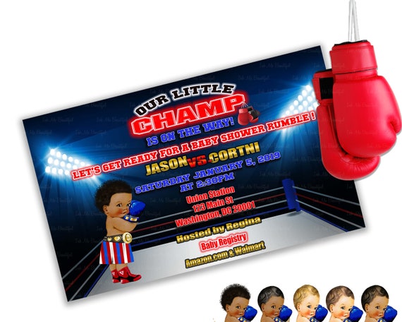 PRINTABLE Boxer Baby Shower Invite, Boxer Theme Invitation, Boxing Baby Shower, Boxing Theme, Sports Baby Shower Il_570xn