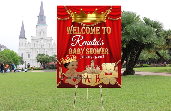 DIGITAL FILE Royal Baby Welcome Poster, Royal Baby Shower Decor, A Prince is On It's Way, Red and Gold, RR01 Welcome Sign Il_570xn