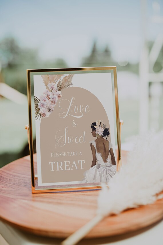 DIGITAL FILE | Love is Sweet Treat Sign | Bohemian Bridal Showert | Boho | Blush Pink | Bridal Shower | Pompass | BH91 Il_570xn