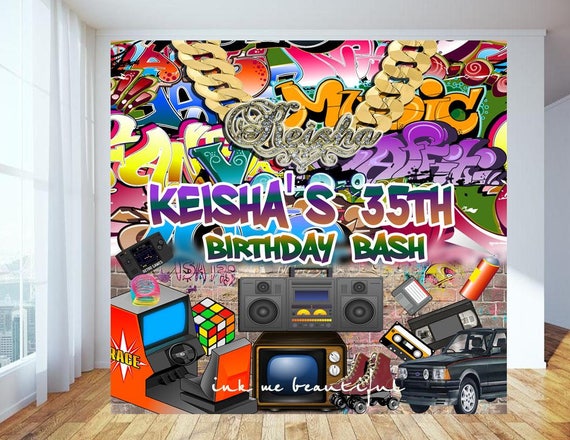 DIGITAL FILE Hip Hop Throwback 80s 90s House Party, 80s baby, 90s baby, Photo Backdrop, Step and Repeat, Candy Table Bannder, HH001 Il_570xn