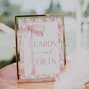 Digitale Datei Pink Bow Karte und Geschenke Zeichen | Leckerli Tisch Zeichen Rosa Aquarell Band Blush Pink Minimalist Baby Shower Party 1. Geburtstag PB3