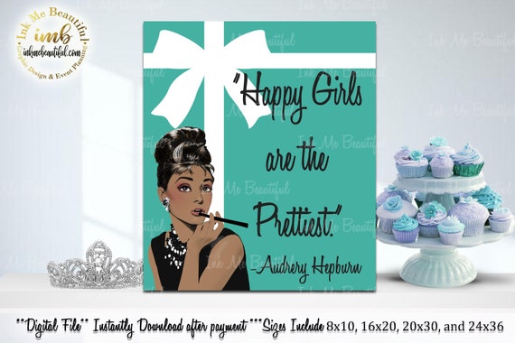 DIGITAL FILE , Audrey Quotes, Happy Girls , Bride and Co, Baby and CO, Babyshower, Bridal Shower, Welcome Sign, Audrey Collection Il_570xn