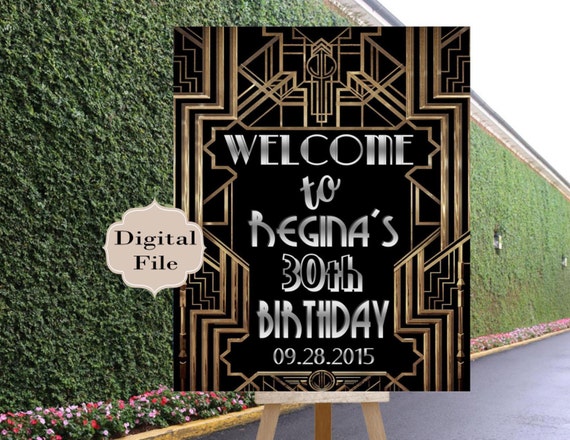 PRINTABLE Digital File, Welcome to Our Wedding Gatsby party decoration*Roaring 20s Art deco*Wedding photobooth sign, Large Wedding Poster Il_570xn