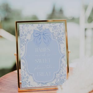 Digitaal bestand Chinoiserie kaarten en cadeaus teken blauw aquarel lint minimalistisch babyshower bord Baby strooi minimale chinoiserie baby BC21