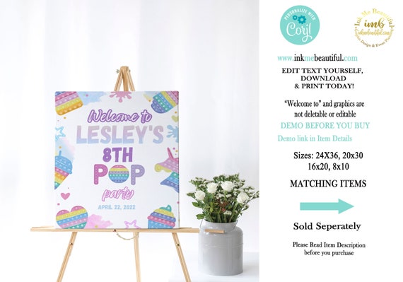 EDITABLE FILE POP Party Welcome Sign | Girls Birthday | Toy Theme | POP22 Il_570xn