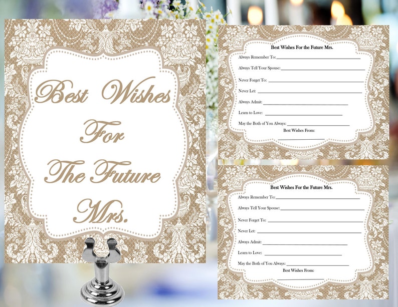 printable bridal shower digital advice cards best wishes
