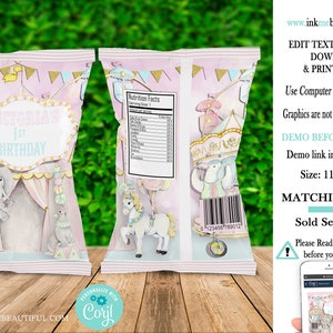 EDITABLE Carnival Pink Chip Bag, Pink Circus Backdrop, Pink Carnival PC09