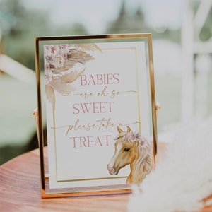 Digital File Cowgirl Babies are Sweet Sign Blush Pink Boho Horse Saddle Up Horse Party Decor Table Signs Derby Baby Shower Pony Decor H24