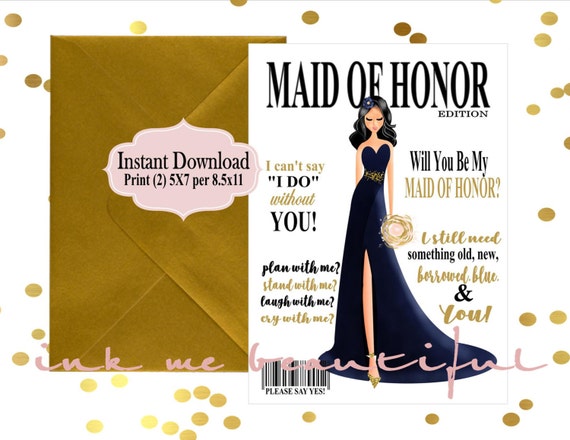Bridesmaid Invite, PRINTABLE Will You be My Maid of Honor, Bridal MAGAZINE Invitation, Fashion Bridal Invite, Bridesmaid Invitation Il_570xn