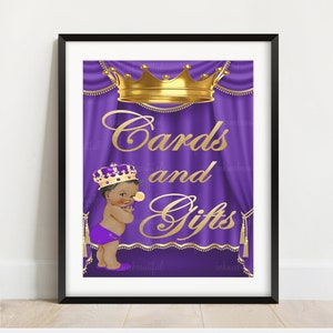 AFDRUKBAAR Royal Baby Shower Paars Royal kaarten en cadeaus bord, Royal Baby Shower Decor, Royal Collection RP90