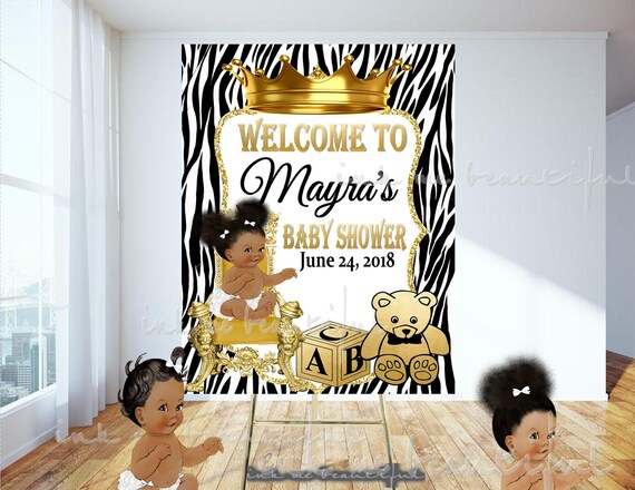 DIGITAL FILE Royal Zebra Baby Welcome Poster,Princess Baby Shower, Royal Baby Shower Decor, A Prince is On It's Way Il_570xn
