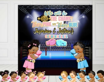 PRINTABLE Boxer Baby Gender Reveal, Boxer Theme,  Boxing Baby Shower, Boxing Theme, Photo backdrop, Sports Baby Shower, Candy Table Backdrop