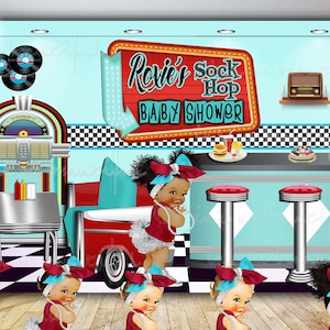 DIGITALE DATEI 50er Jahre Diner Backdrop, Retro Diner Backdrop, 1950 Drive in American Restaurant, Vintage, Backdrop, Poster, Banner, Candy Table