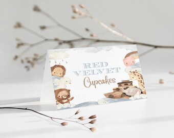 EDITABLE Noah's Ark Tent Card Food Labels NA22