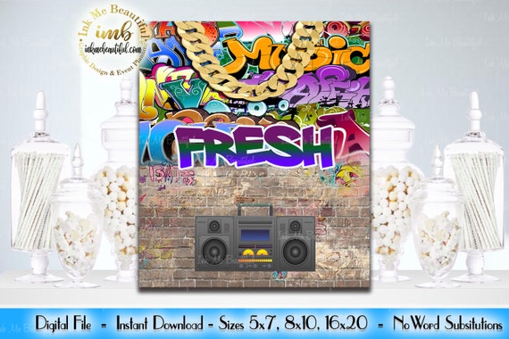 DIGITAL FILE FRESH Sign, 5 x7, 8x10, 16X20 Hip Hop Throwback 80s 90s House Party, 80s baby, 90s baby, HH01 Il_570xn