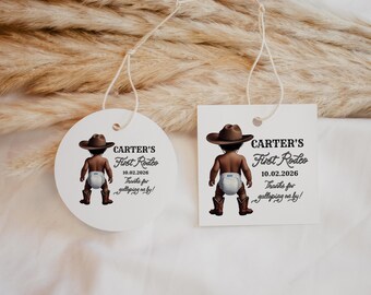 EDITABLE First Rodeo Birthday Thank you Tag Cowboy Party Wild West Western My First Rodeo 1st Birthday Cowboy  Digital Template WR3