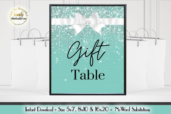 DIGITAL FILE | Gift Table Sign | Paris Blue Theme | Bridal Shower | Baby Shower | Sweet 16 | Birthday Party | Signs | Decor | PB16 Il_570xn