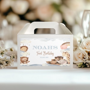 DIGITAL File Noah&#39;s Ark Gable Box | Noah&#39;s Ark Theme | Baby Shower | Kids Birthday Party | Baptism | First Birthday | Party Favor Tag | NA22
