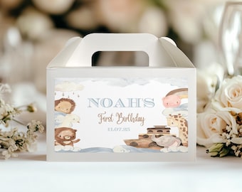 DIGITAL File Noah's Ark Gable Box | Noah's Ark Theme | Baby Shower | Kids Birthday Party | Baptism | First Birthday | Party Favor Tag | NA22