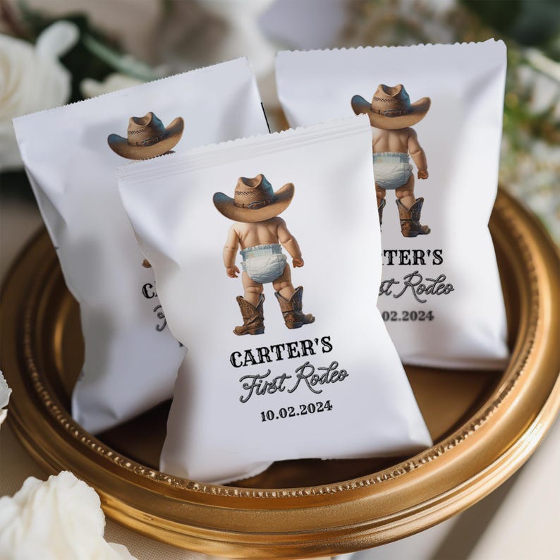 My First Rodeo Chip Bag EDITABLE First Rodeo Birthday Chip Bag Cowboy Party Wild West Western ...