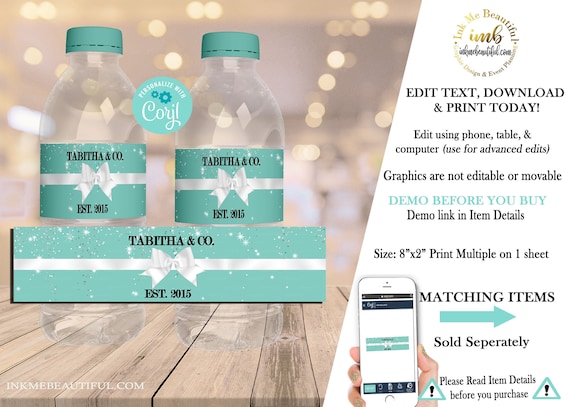 EDITABLE Water Bottle Label | Blue Paris Theme | Parisian Theme | Baby Shower | 1st Birthday | Il_570xn