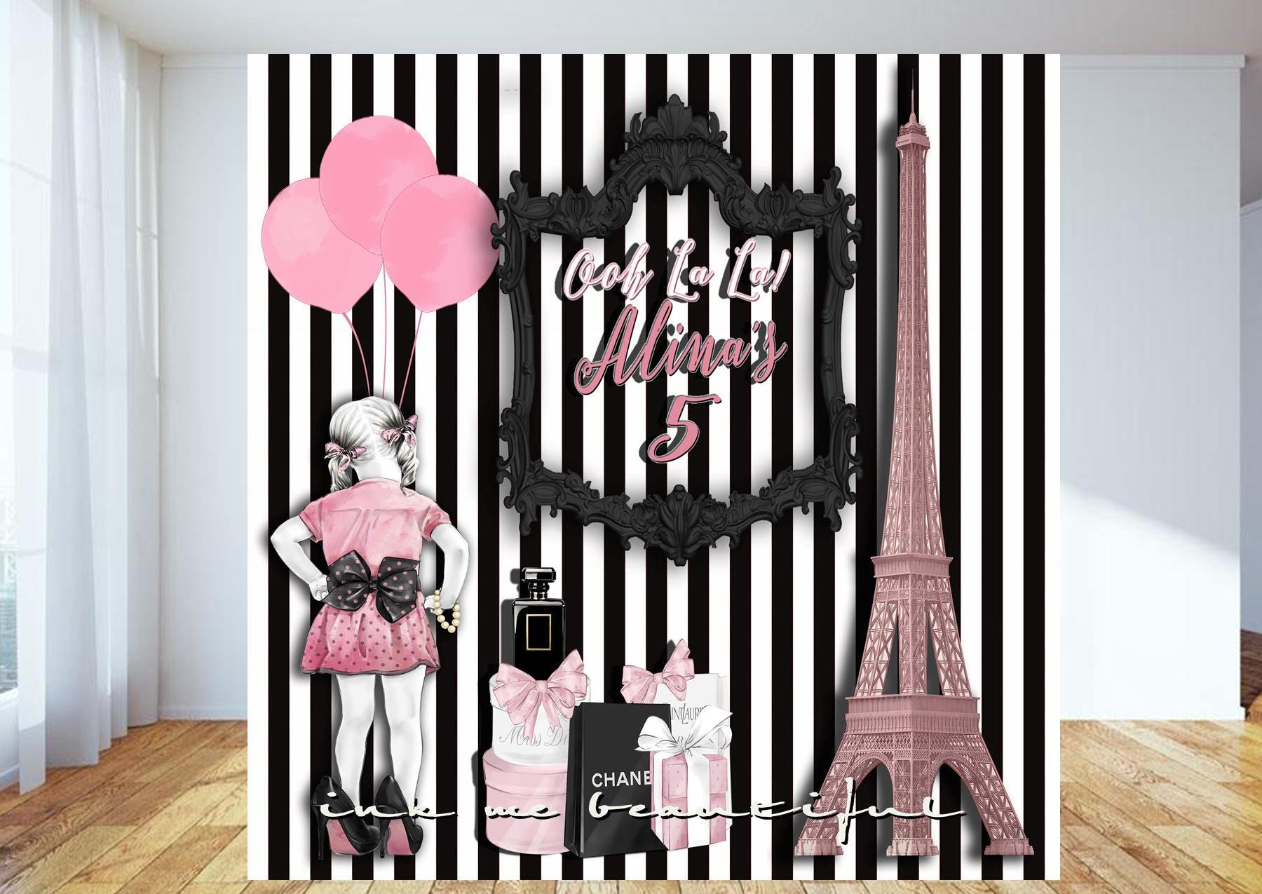 PRINTABLE Paris Theme Backdrop Birthday Party Parisian | Etsy