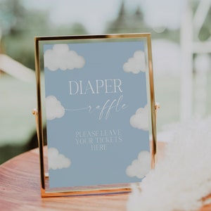 Digital File Cloud Nine Diaper Raffle Sign Baby Blue Modern Cloud Baby Shower Sign Baby Sprinkle Minimalist Baby Shower Signs BC4