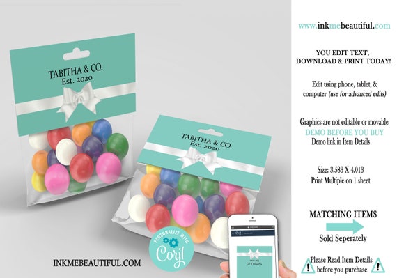 EDITABLE Paris Blue Candy Bag Label | Bridal Shower Decor | 1st Birthday | Baby Shower | Paris Theme | Sweet 16 | Quinceanera Il_570xn
