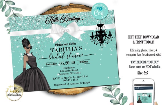 EDITABLE Paris Blue Bridal Shower Invite | Invitation | Bridal Shower Decor | Diamonds | Baby Shower | Baby | Bride | and Co | Sparkle | Il_570xn