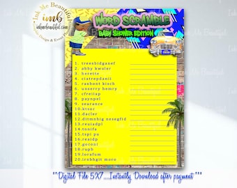 DIGITAL FILE  Hip Hop Baby Word Scramble, 5x7, Hip Hop Baby Shower Games,Throwback 80s 90s House Party, 80s 90s baby, FP01
