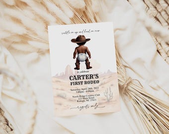 EDITABLE First Rodeo Birthday Invitation Cowboy Party Wild West Western My First Rodeo 1st Birthday Cowboy Invite Digital Template WR3