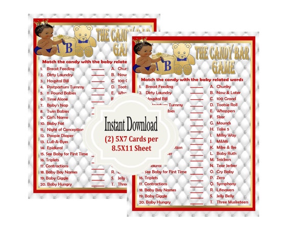 PRINTABLE Royal Baby Shower Game, The Candy Bar Game, Royal Red Collection Il_570xn