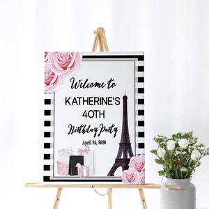 DIGITAL FILE Stripe Paris Birthday Welcome Sign | Couture | Fashion Party | Babyshower | Bridal Shower PP22 image 3
