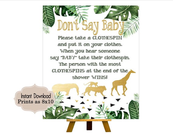 DIGITAL FILE Don't Say Baby, Mimosa Bar Sign, Baby Shower , Safari Theme, Wild One, Gold Safari Birthday Party Decor, Safari SA-20 Il_570xn