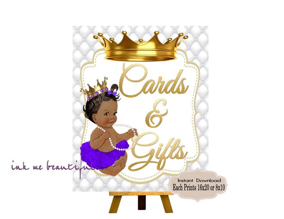 DIGITAL FILE Purple and Gold Royal Baby, Cards and Gifts ,Princess Baby Shower, Royal Baby Shower Decor, A Princess is On It's Way RP-009 Il_570xn