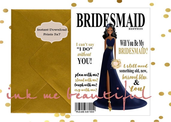 Bridesmaid Invite, PRINTABLE Will You be My Bridesmaid, Bridal MAGAZINE Invitation, Fashion Bridal Invite, Bridesmaid Invitation Il_570xn