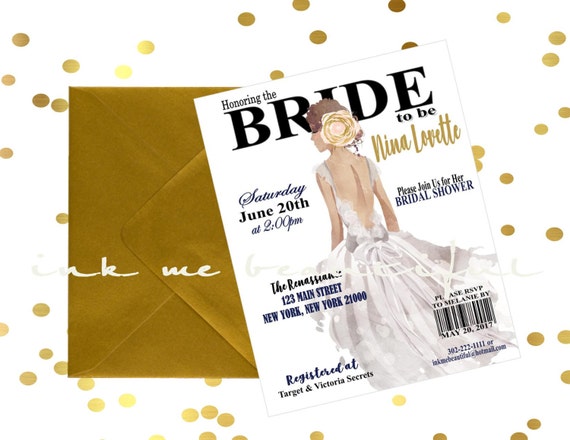 PRINTABLE Bridal MAGAZINE Invitation, Fashion Bridal Invite, Bridal Shower Invite, Bridal Shower Invitation MG030 Il_570xn