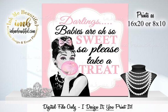DIGITAL FILE Babies are oh so Sweet please Take a Treat, Candy Bar Sign, Baby and CO, Baby Shower, Audrey Collection, Pink Il_570xn